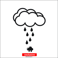cloud with rain weather  icon.Flat design style vector illustration for graphic and web design.	
