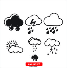 cloud with rain weather  icon.Flat design style vector illustration for graphic and web design.	
