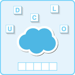 Fototapeta premium worksheet for preschool kids/ Words puzzle educational game for children. Place the letters in right order.