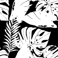 Monochrome Foliage Vintage Vector Seamless 