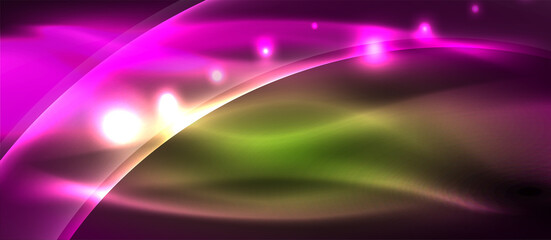 Abstract background. Shiny design neon waves with light effects, techno trendy design. Vector Illustration For Wallpaper, Banner, Background, Card, Book Illustration, landing page