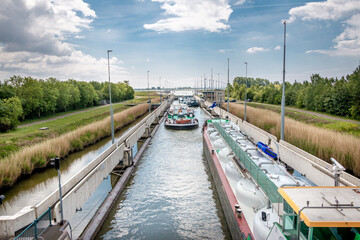 Sluice in the Netherlands near the village Lemmer called 