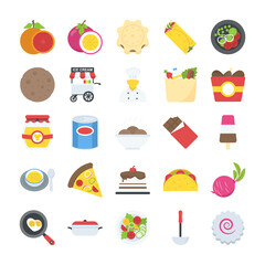 Flat and Drinks Food and Drinks Icons Pack 
