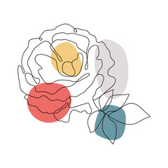 Rose floral line arts frame cover collection. Minimalistic modern line art  Flower with abstract shape background for print, beauty and fashion. vector illustration.