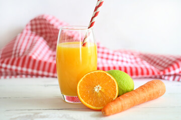 Homemade carrot and orange juice