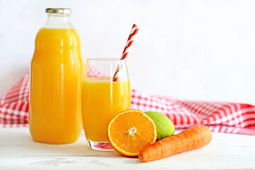 Homemade carrot and orange juice