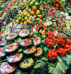 Fresh fruits at a market of Barcelona