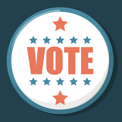 US election pin vector isolated. Vote for president, democratic and republican parties. Voting badge.