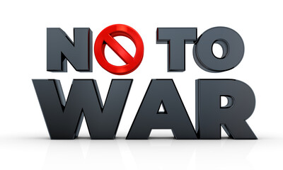 No To War Sign, isolated in white background, 3d illustration rendering