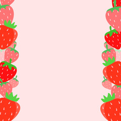 Strawberry card on pink background.