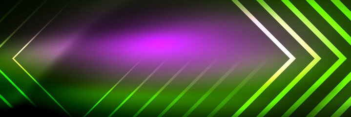 Shiny neon glowing techno lines, hi-tech futuristic abstract background template with square shapes