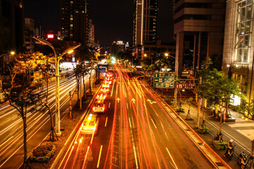 Night car in the city light streamline
