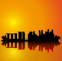 Fototapeta na wymiar Singapore vector skyline. Black silhouette