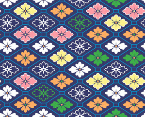 Japanese Diamond Flower Vector Seamless Pattern