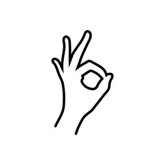 Okay hand gesture vector linear icon.