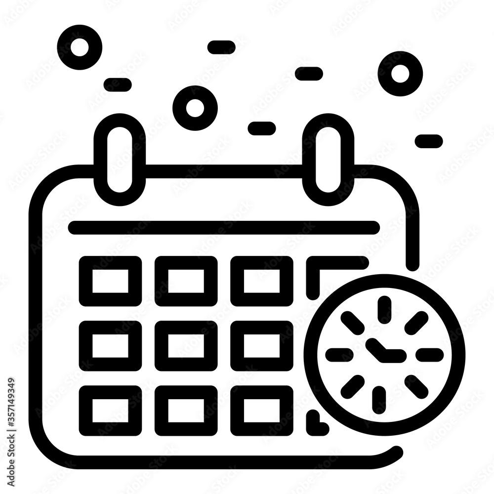 Poster calendar and clock icon. outline calendar and clock vector icon for web design isolated on white bac