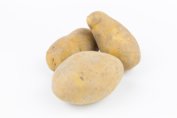 Raw potato isolated on white background.
