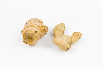 One ginger rhizome or halia isolated on white background