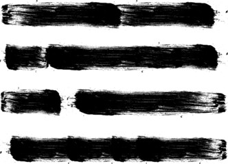 Grunge Paint stripe . Vector brush Stroke . Distressed banner . Black isolated paintbrush collection . Modern Textured shape . Dry border in Black . 