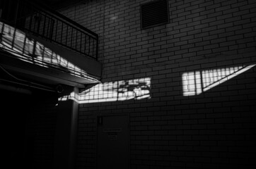 Brick wall in black and white