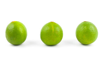Fresh key limes or Limau Nipis on white background. 
