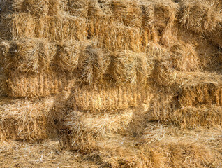 background of a stack of straw closeup