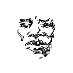 Portrait of a black man freehand pencil drawing, print poster design.