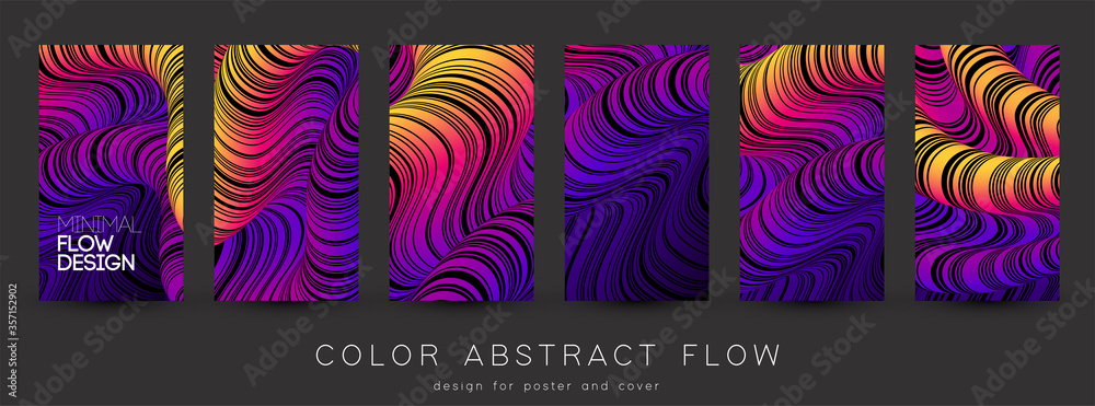 Poster modern abstract design background rainbow flow motion