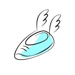 Linear shoe logo, children's boot with wings