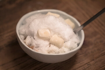 사발에 담긴 팥빙수,한국 전통 음식