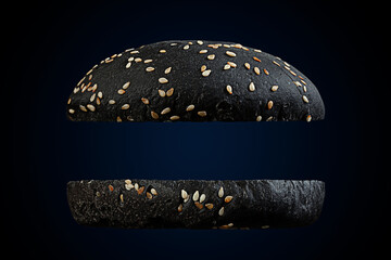 Black Hamburger bun on dark background