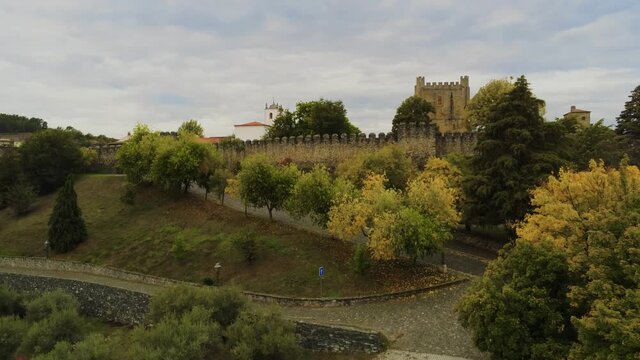 Flying above the Castle of Bragan&ccedil;a during Autumn.Braganza, Portugal
