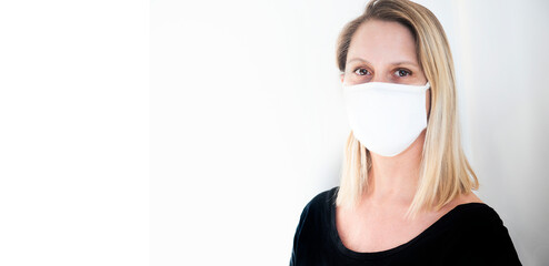woman wearing social distance mask for prevention of corona virus 