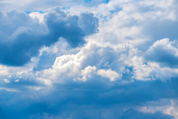 Naklejka na ściany i meble Heavenly blue sky with white clouds background