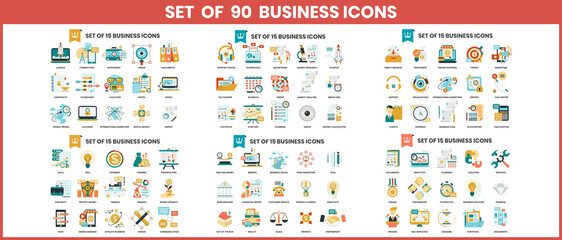 Business icons set for business - obrazy, fototapety, plakaty