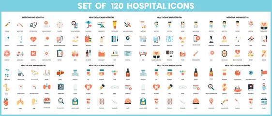 Fotobehang Hospital icons set for business © toonsteb