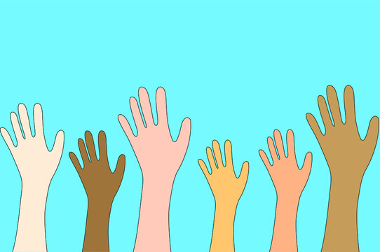 Vector of hands in any color for protest concept