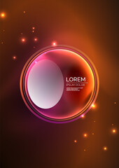 Glowing neon shiny transparent bubbles, glass circles or bio cell concept. Techno futuristic vector abstract background For Wallpaper, Banner, Background, Card, Book Illustration, landing page