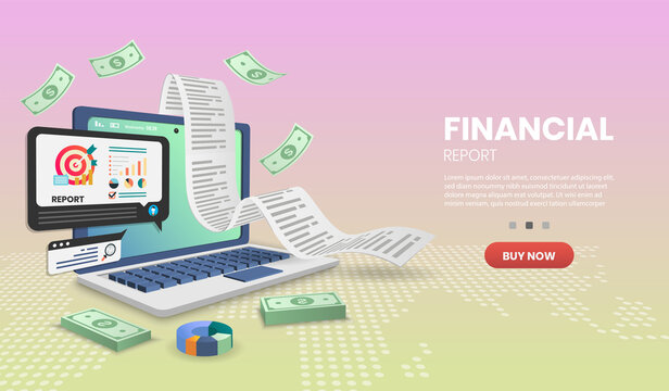 Financial report Vector concept.For web banner, infographics, hero images. Hero image for website.