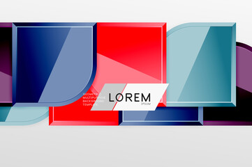 Glossy glass squares with round elements geometric composition. Abstract geometric background with 3d effect composition For Wallpaper, Banner, Background, Card, Book Illustration, landing page