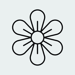 flower icon outline isolated vector illustration