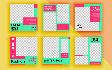 Set of sale banner template design. Vector illustration.