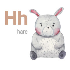 h letter set animal alphabet illustration hare