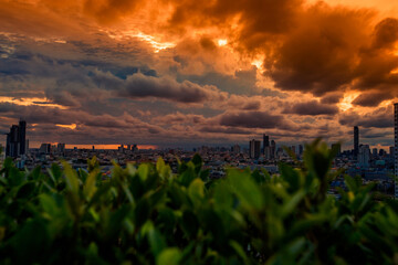 abstract background view of the colorful twilight sky.In the evening, the colorful changes (pink,...
