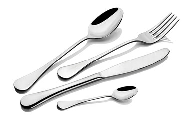 Spoon, fork and knife isolated
