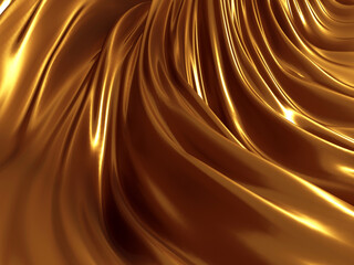 Golden abstract wavy liquid background