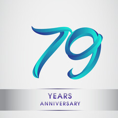 79th Anniversary celebration logotype blue colored isolated on white background. Design for invitation card, banner and greeting card