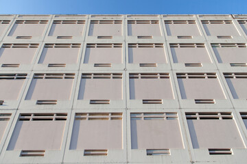 Concrete wall, part of a garage, abstract background, industry