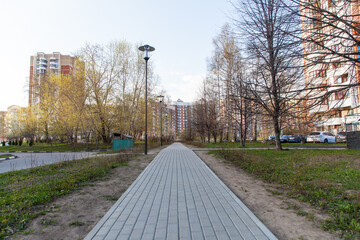 Paving stone footpath in the park