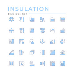 Set color line icons of insulation